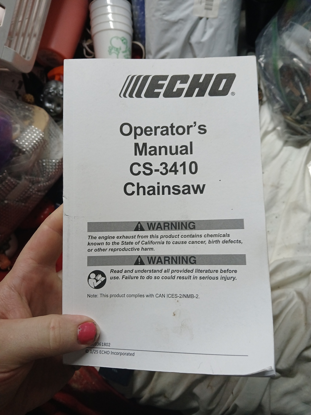 Echo CS-3410 Chainsaw Operator's Manual - White and Black